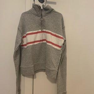 striped quarter zip sweater